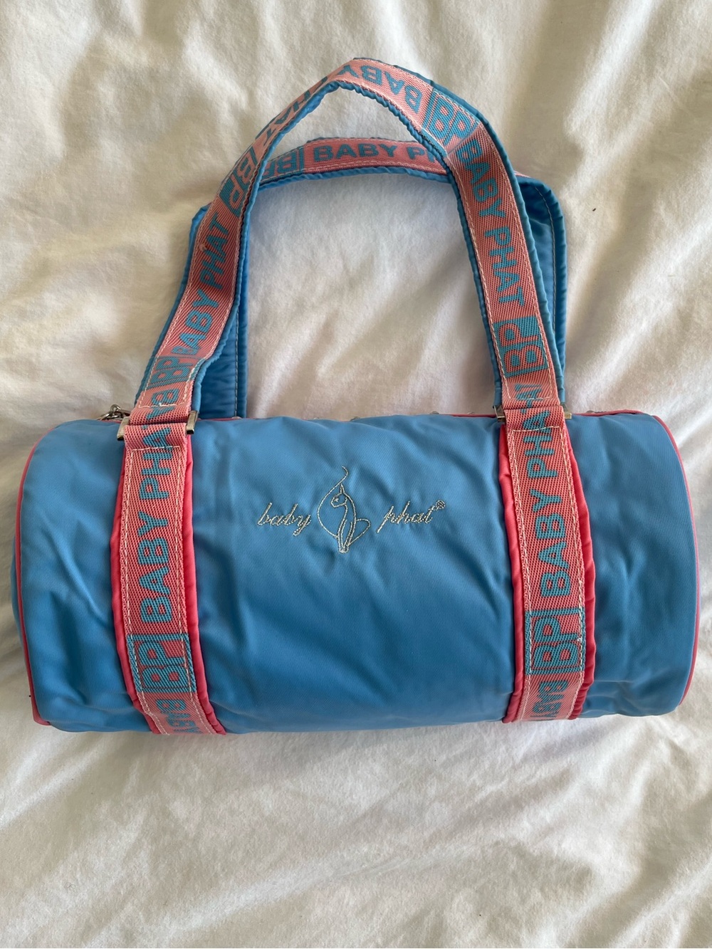 Y2K Baby Phat pastel blue and pink mini duffle bag purse